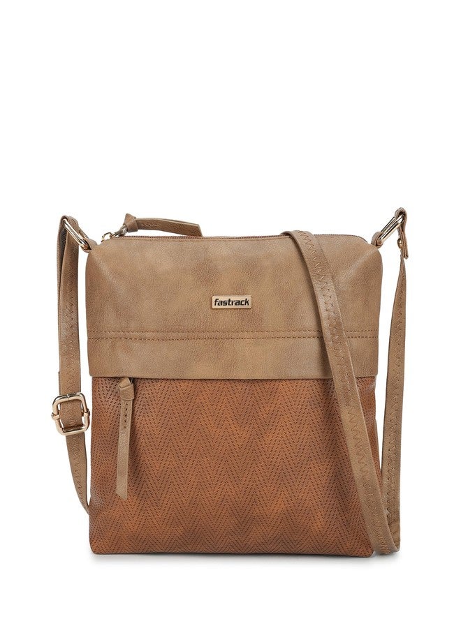 Fastrack Sling Bag For Women | Faux Leather Sling With Textured Design | Multi-Pocketed Crossbody With Adjustable and Comfortable Strap | Trendy Handbags For Women | - Image 1